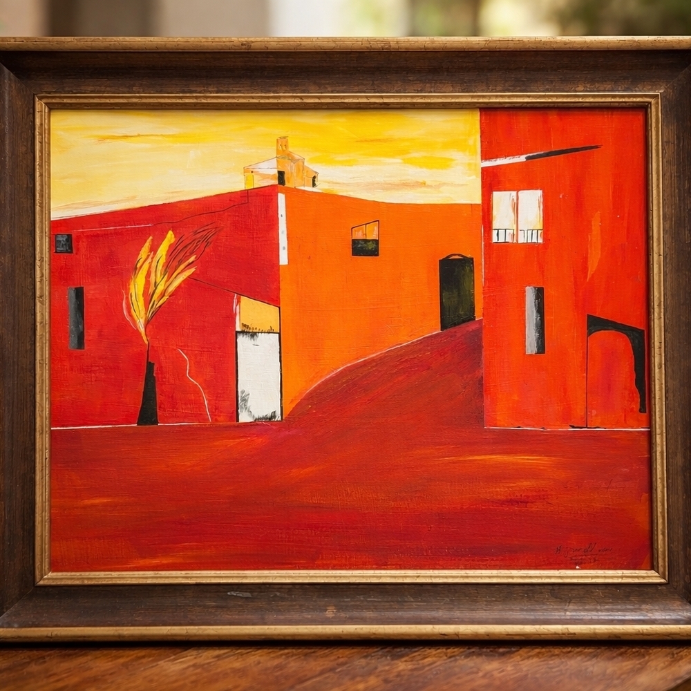 Vibrant Red Abstract Home Art